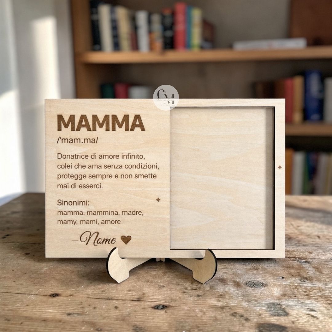 Porta Foto in Legno Personalizzato con Nome – Regalo Papà, Mamma, Nonni, Fidanzato, Fidanzata