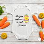 Body di Pasqua per Neonati Personalizzato Con Nome – “Pasqua è arrivata… e io pure!”