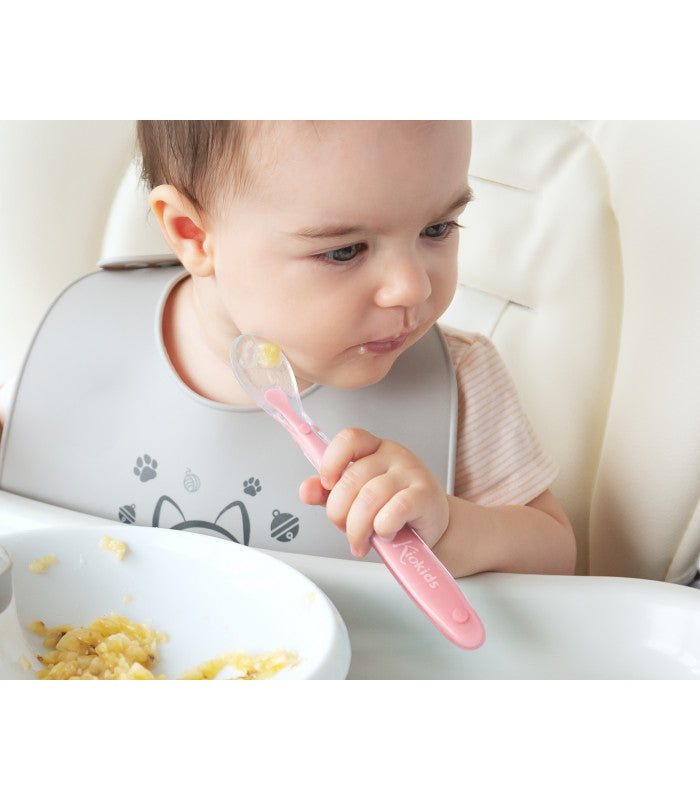 Cucchiaio In Silicone Rosa Step 1 – Kiokids