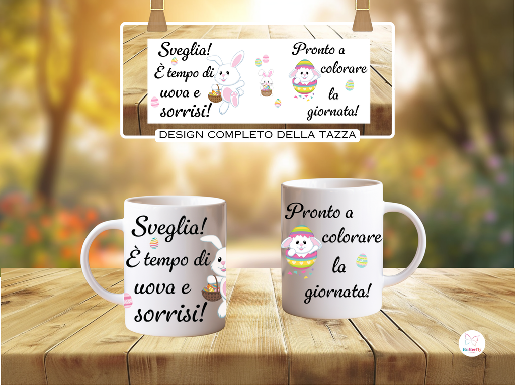 Tazza di Pasqua Personalizzata con Coniglietti, Uova e Sorrisi