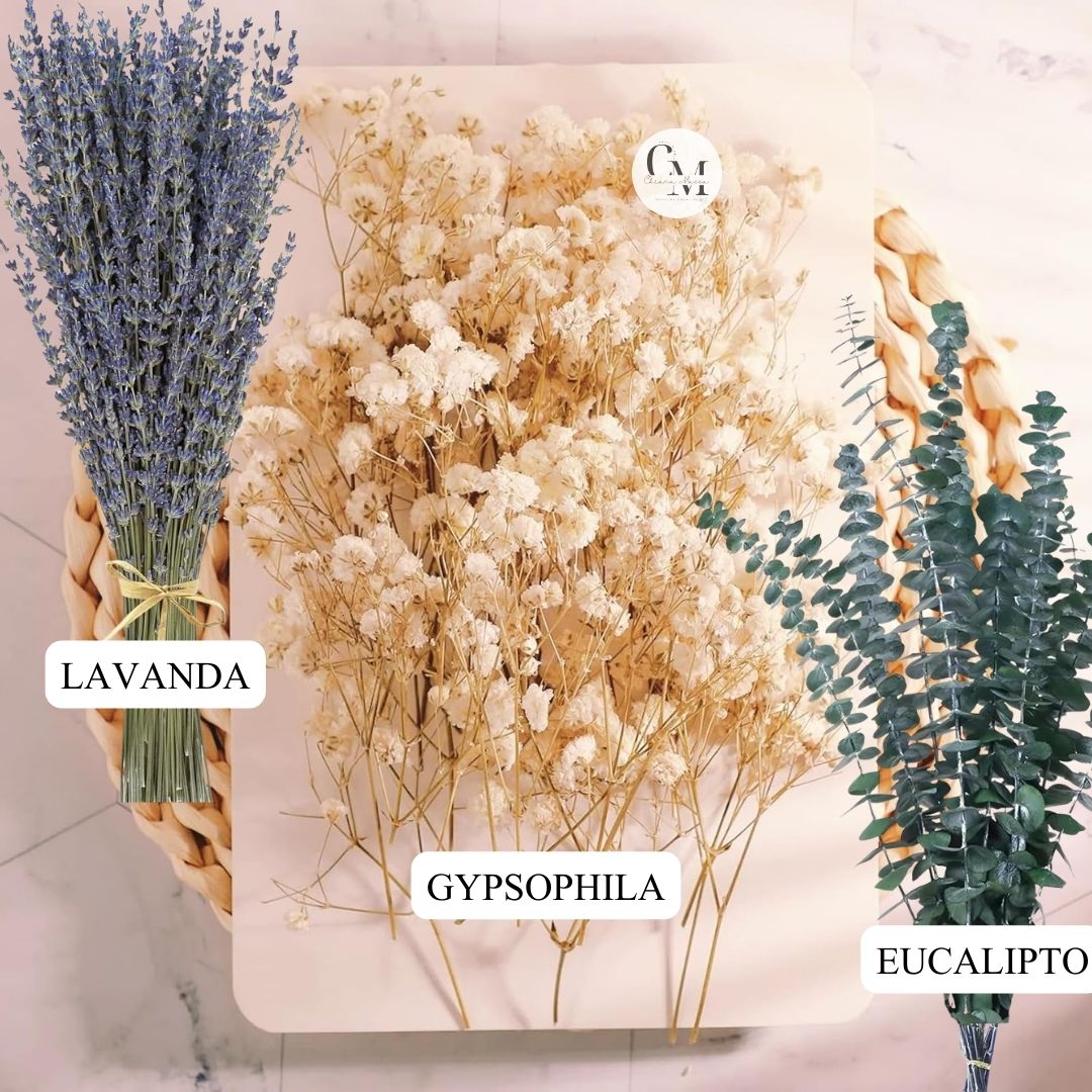 Inviti di Nozze in Legno Personalizzati con Gypsophila/Lavanda/Eucalipto