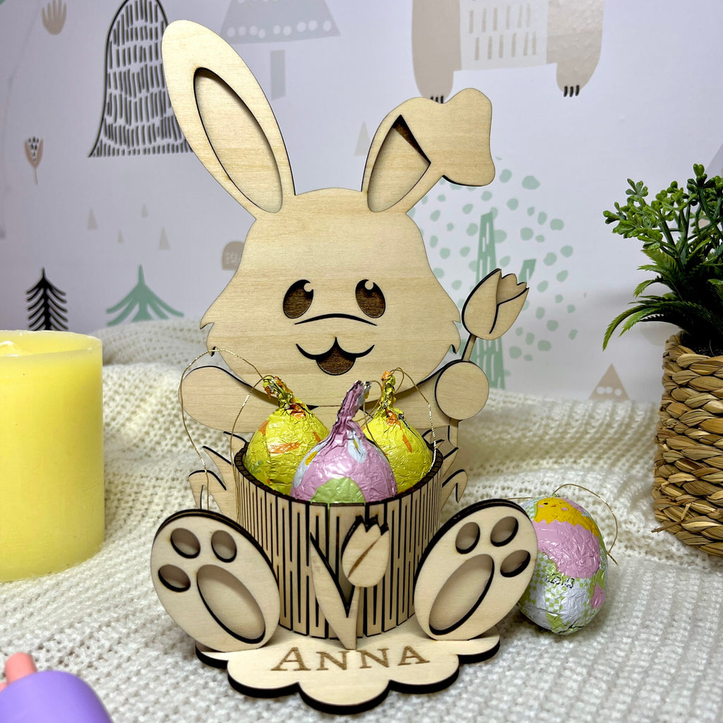 Coniglio Pasquale in Legno Porta Ovetti – Personalizzabile con Nome