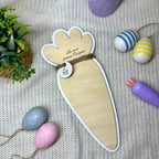 Carota Targa In Legno Impronta Prima Pasqua, Personalizzabile Con Nome