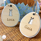 Tag Ovetto Di Pasqua In Legno Personalizzato - Doppio Strato