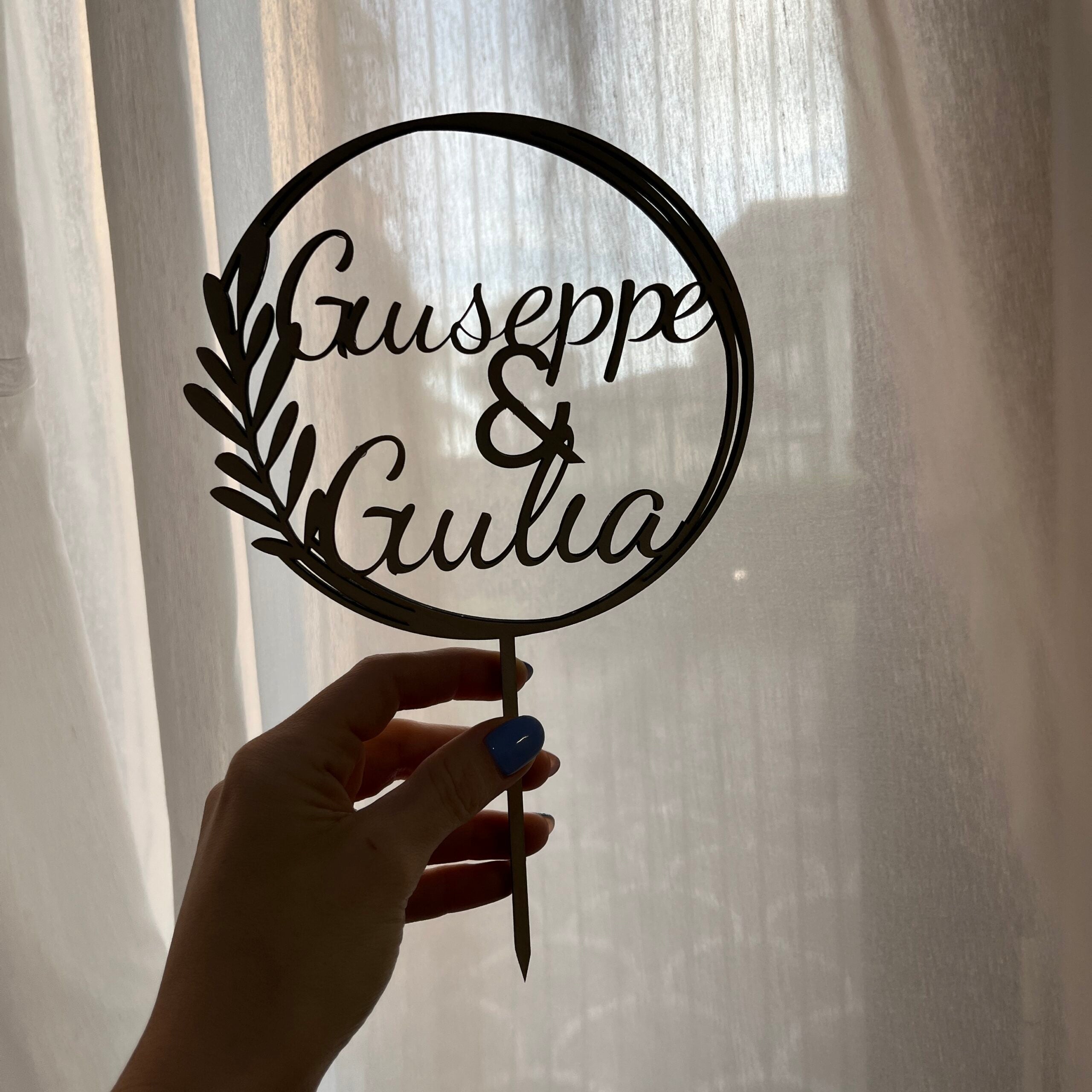 Cake Topper Personalizzato in Legno con Nomi, Topper Nozze Promessa, Compleanni, Evento Speciale