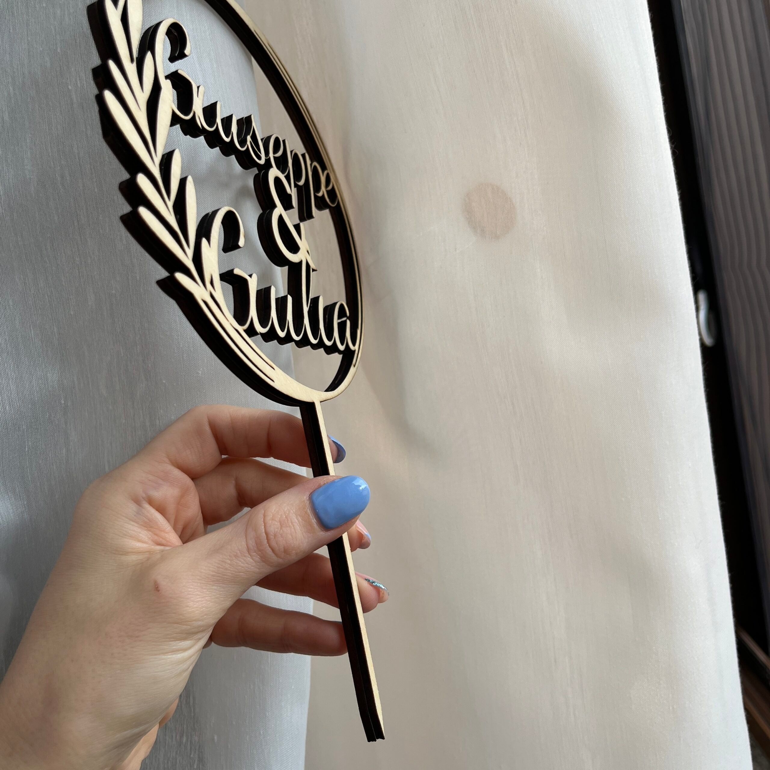 Cake Topper Personalizzato in Legno con Nomi, Topper Nozze Promessa, Compleanni, Evento Speciale