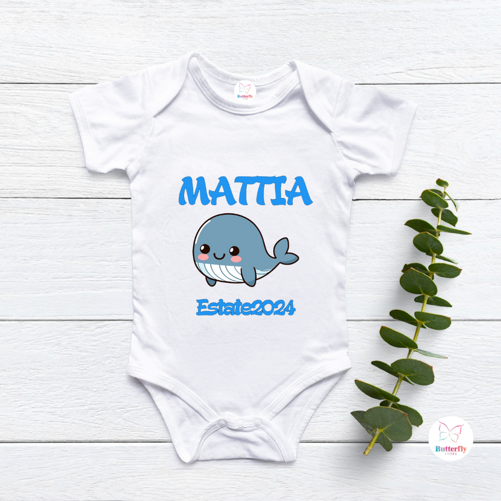Body Per Neonati Personalizzato Con Nome - Balena