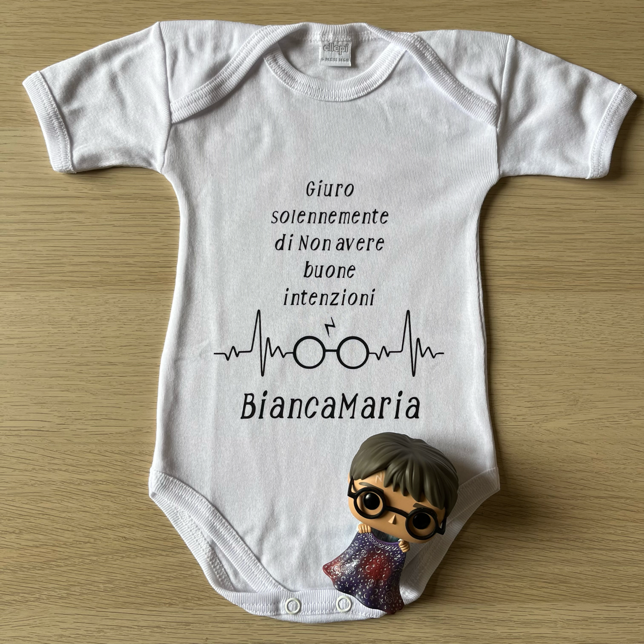 Baby Body "Giuro Solennemente Di Non Avere Buone Intenzioni" Harry Potter, Con Nome