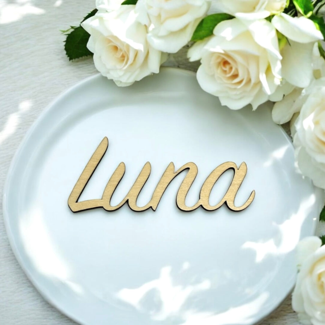 Segnaposto Nome in Legno per Matrimonio, Battesimo, Comunione, Baby Shower, Natale, Eventi Aziendali