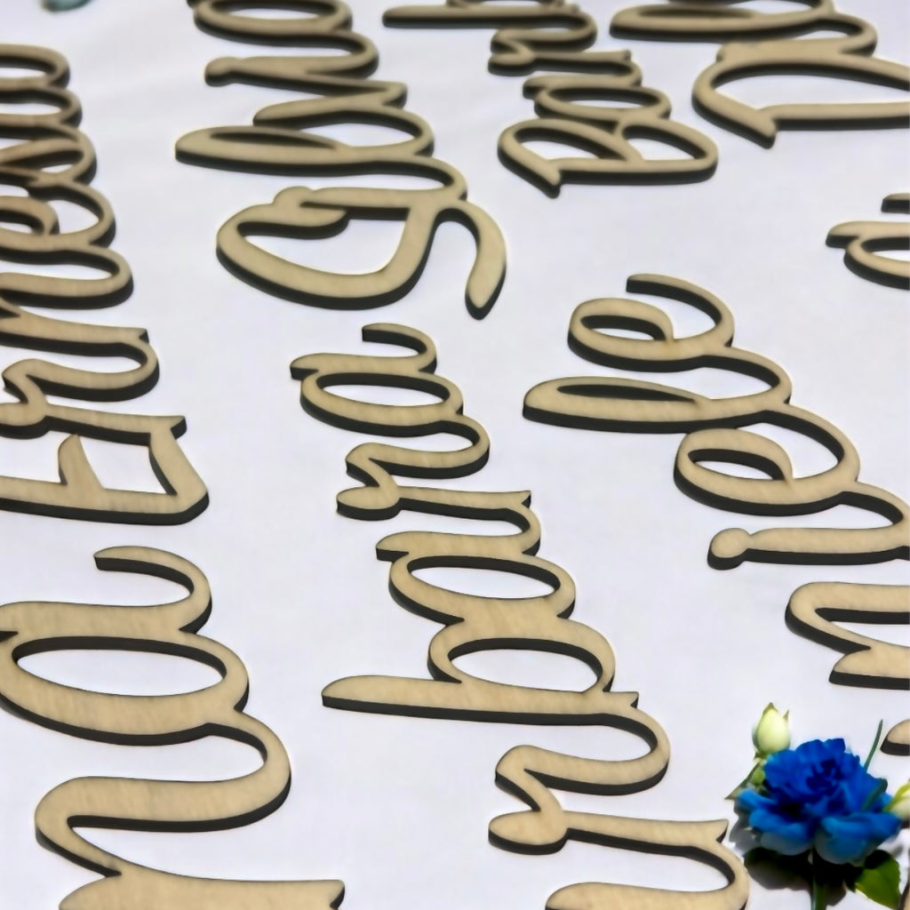 Segnaposto Nome in Legno per Matrimonio, Battesimo, Comunione, Baby Shower, Natale, Eventi Aziendali