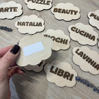 Etichette in Legno Personalizzate Per I Giochi Dei Bambini – Set da 6 o 12 con biadesivo