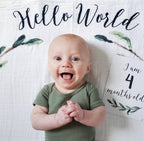 Coperta Complimese Neonato Hello World + 14 Cards - Personalizzabile