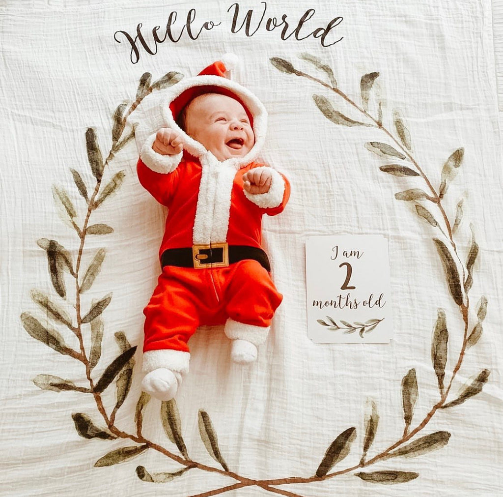 Coperta Complimese Neonato Hello World + 14 Cards - Personalizzabile