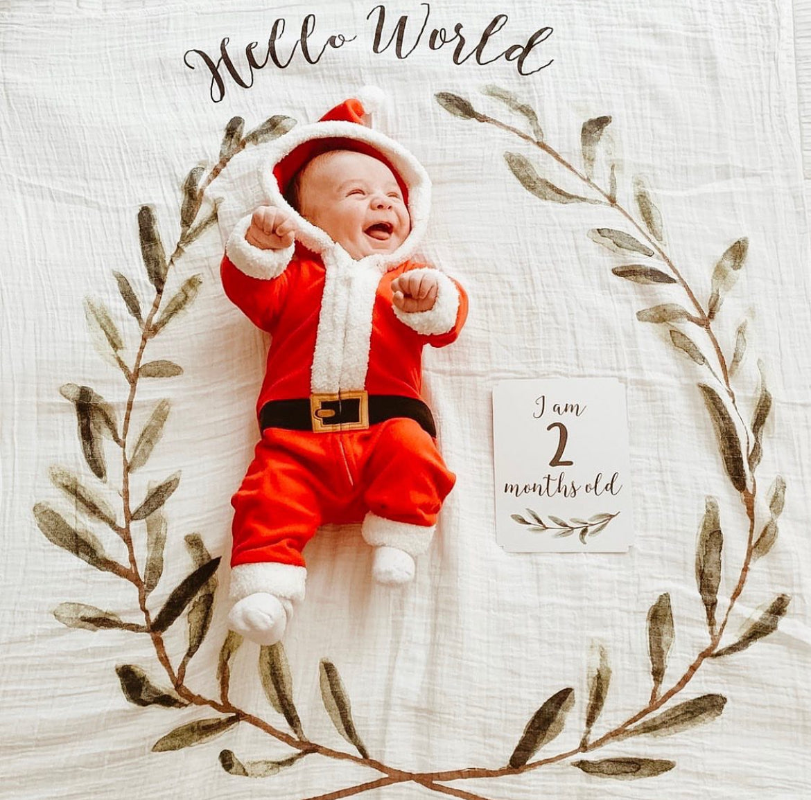 Coperta Complimese Neonato Hello World + 14 Cards - Personalizzabile