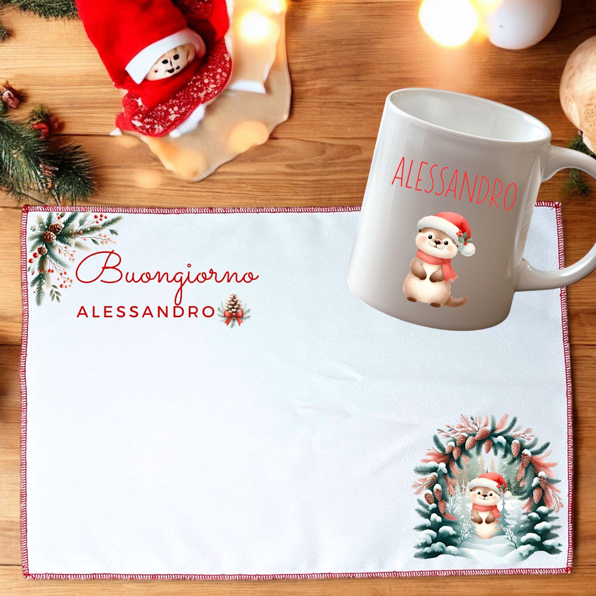 Set Tazza E Tovaglietta Di Natale Personalizzate - Scegli La Fantasia