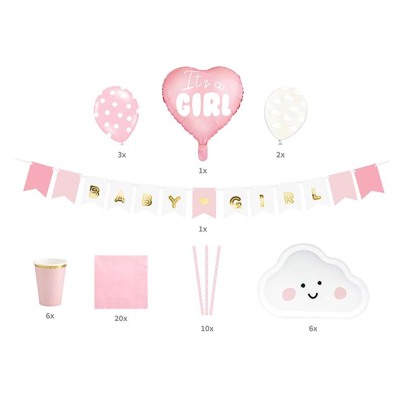 Kit Baby Shower Rosa "It's a Girl" 49pz