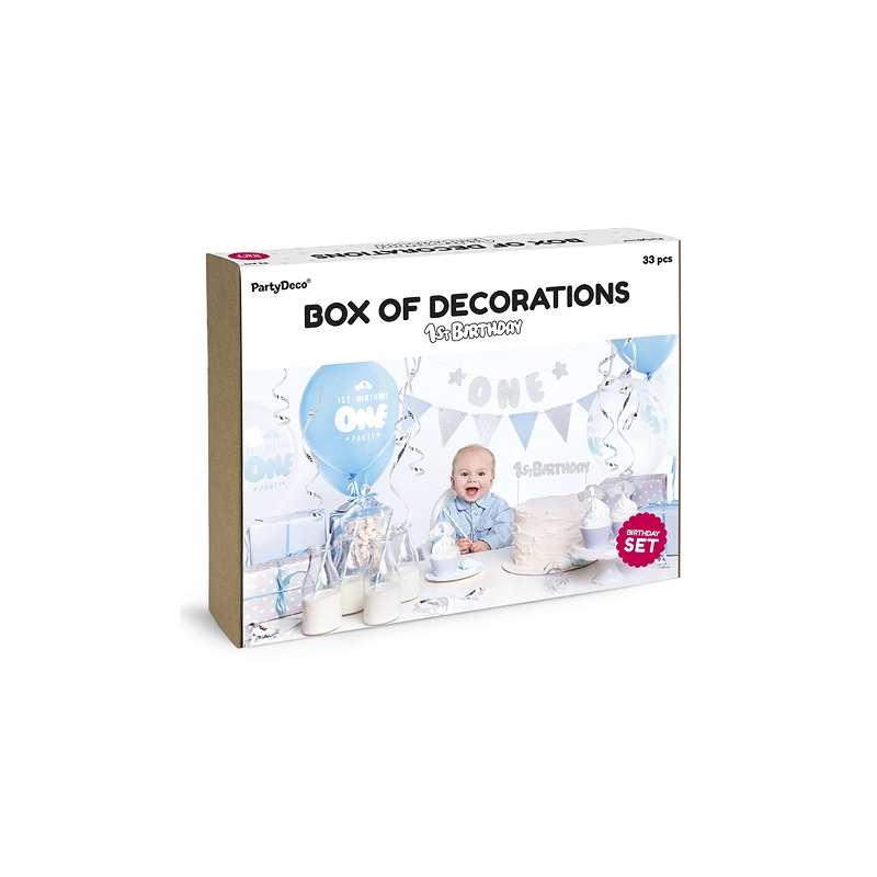 Kit Festa 1°Compleanno Celeste "One Blue" 33pz
