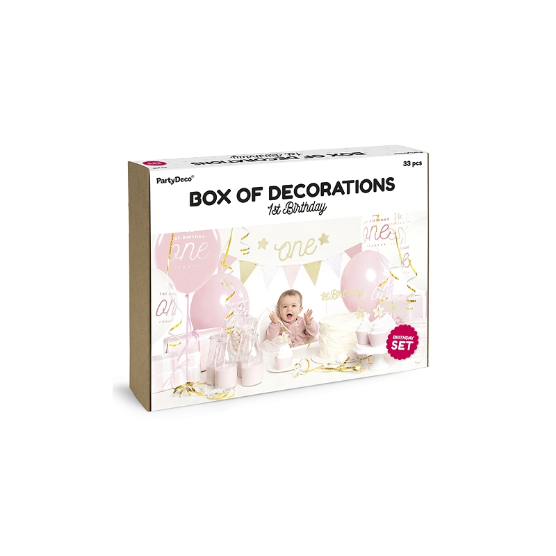 Kit Festa 1°Compleanno Rosa "One Pink" 33pz