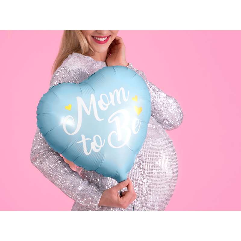 Palloncino 18" mylar Cuore Celeste "Mom To Be"