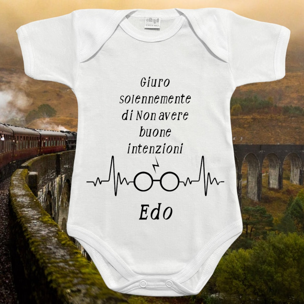 Baby Body "Giuro Solennemente Di Non Avere Buone Intenzioni" Harry Potter, Con Nome