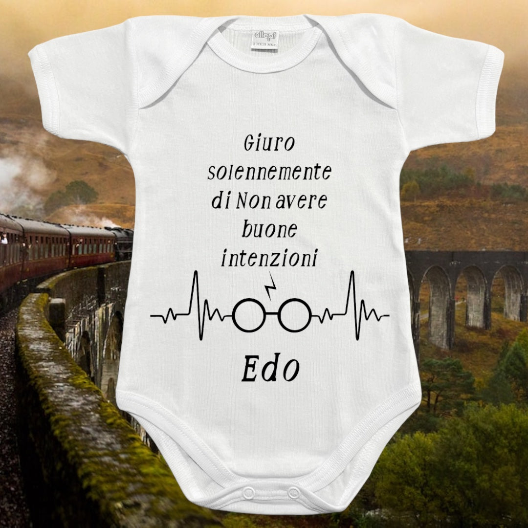 Baby Body "Giuro Solennemente Di Non Avere Buone Intenzioni" Harry Potter, Con Nome