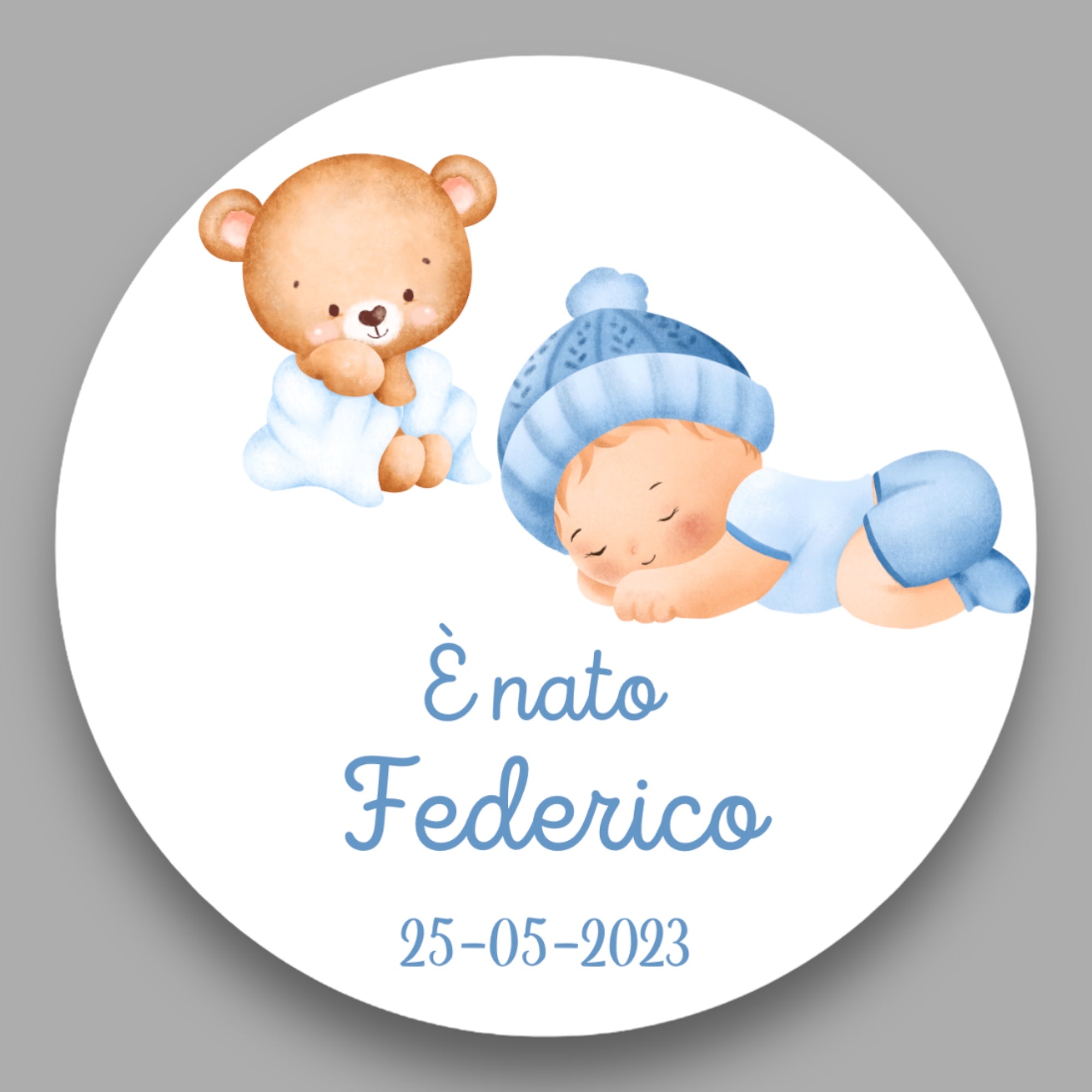 Adesivi Stickers Personalizzati Per Nascite, Baby Shower, Compleanni - Set di 50 o 100 Adesivi