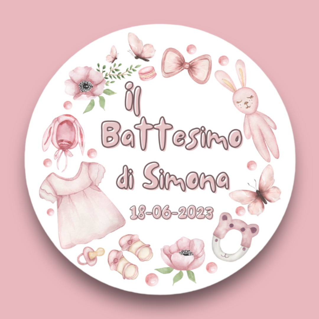 Adesivi Stickers Personalizzati Per Nascite, Baby Shower, Compleanni - Set di 50 o 100 Adesivi
