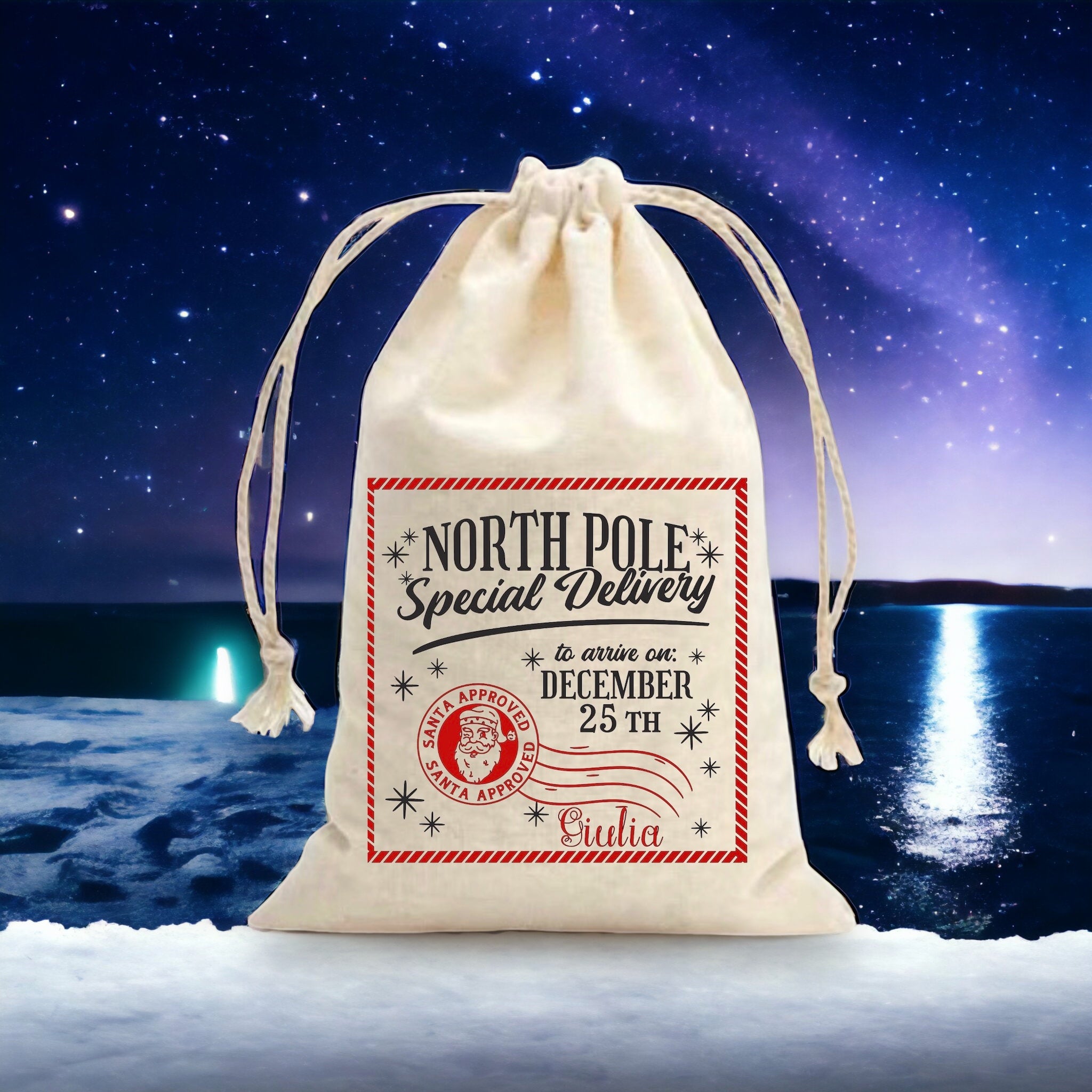 Sacco Regali Di Natale Personalizzato Con Nome - Babbo Natale