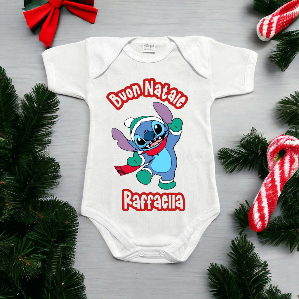 Body Di Natale Stitch Personalizzato Con Nome - Buon Natale