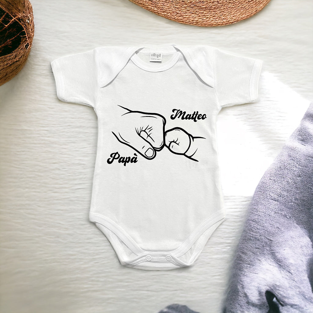 Baby Body Pugno Con Papà - Personalizzato Con Nomi - Festa Del Papà