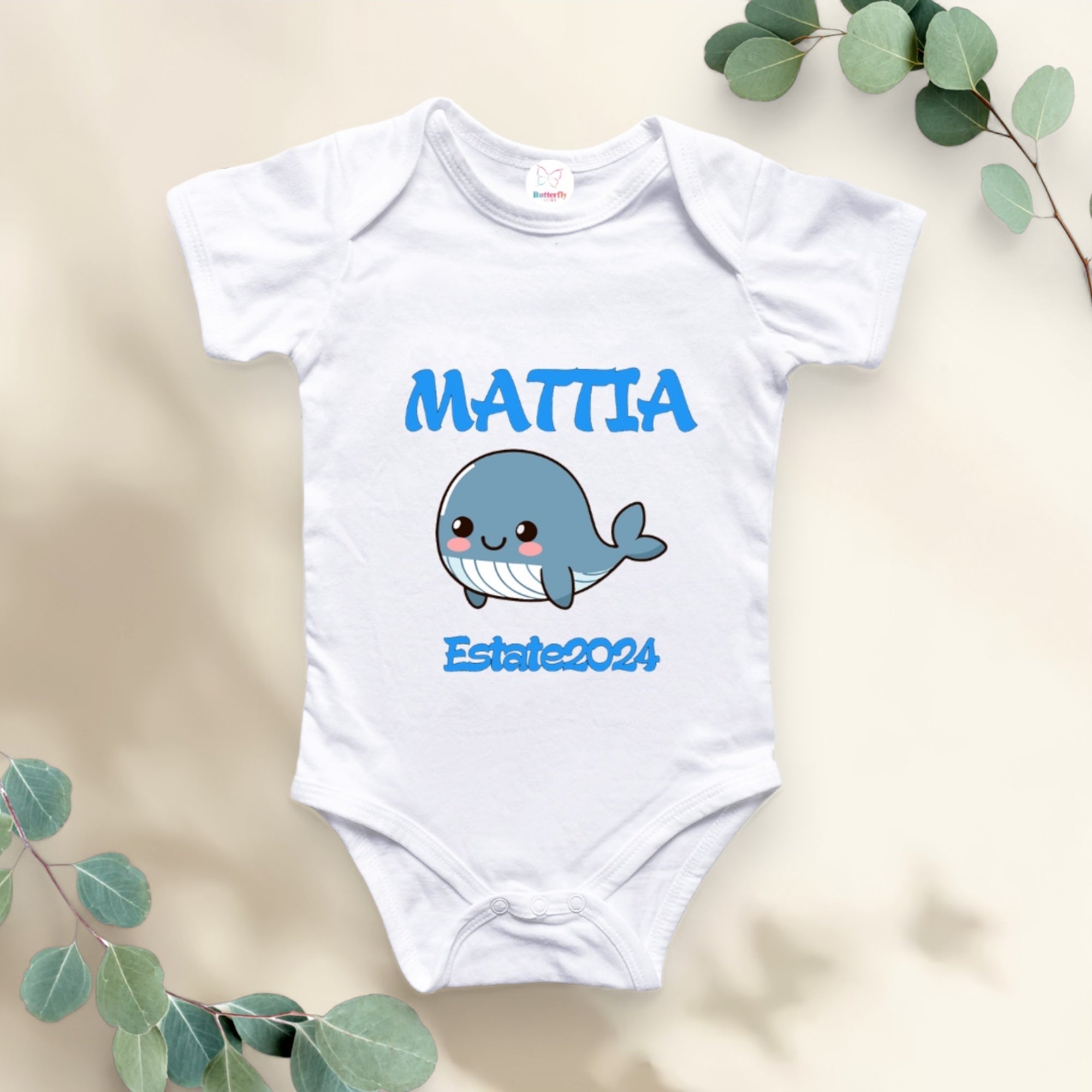 Body Per Neonati Personalizzato Con Nome - Balena