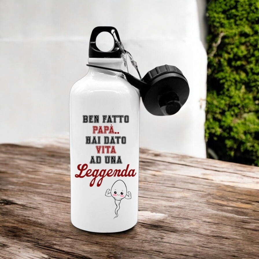 Borraccia Divertente per Papà – Idea Regalo Festa del Papà Personalizzabile, Con Doppio Tappo