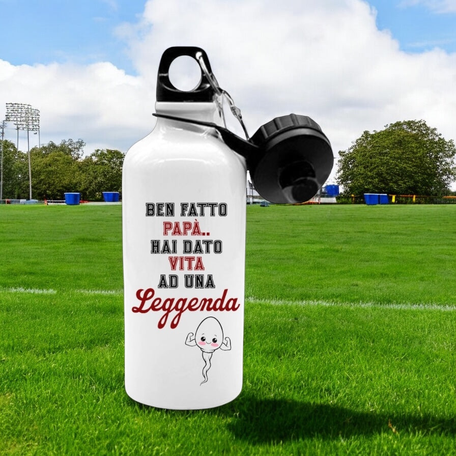 Borraccia Divertente per Papà – Idea Regalo Festa del Papà Personalizzabile, Con Doppio Tappo