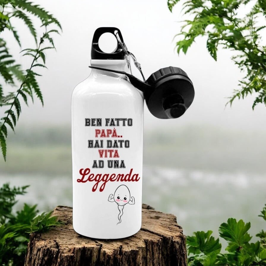 Borraccia Divertente per Papà – Idea Regalo Festa del Papà Personalizzabile, Con Doppio Tappo