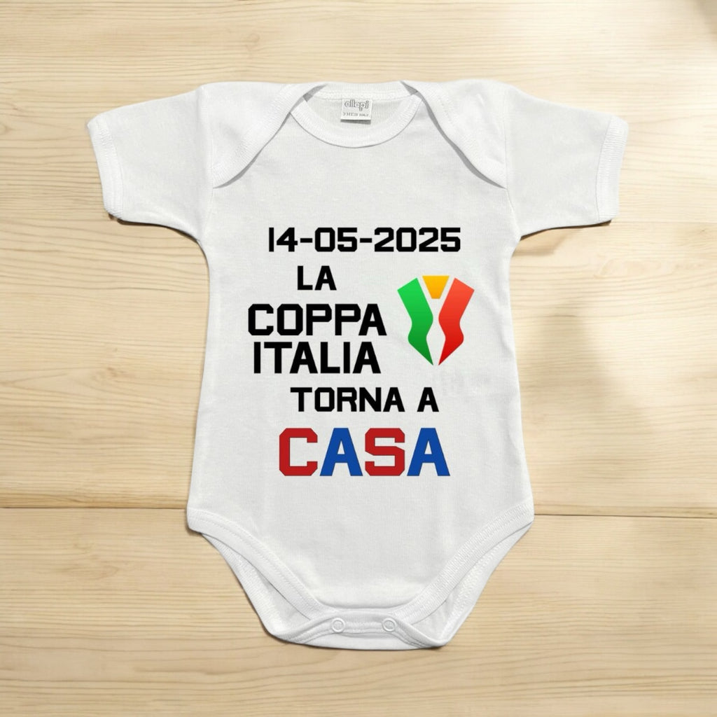 Body Neonato Bologna Coppa Italia 2025, Personalizzato con Nome e Numero Sul Retro