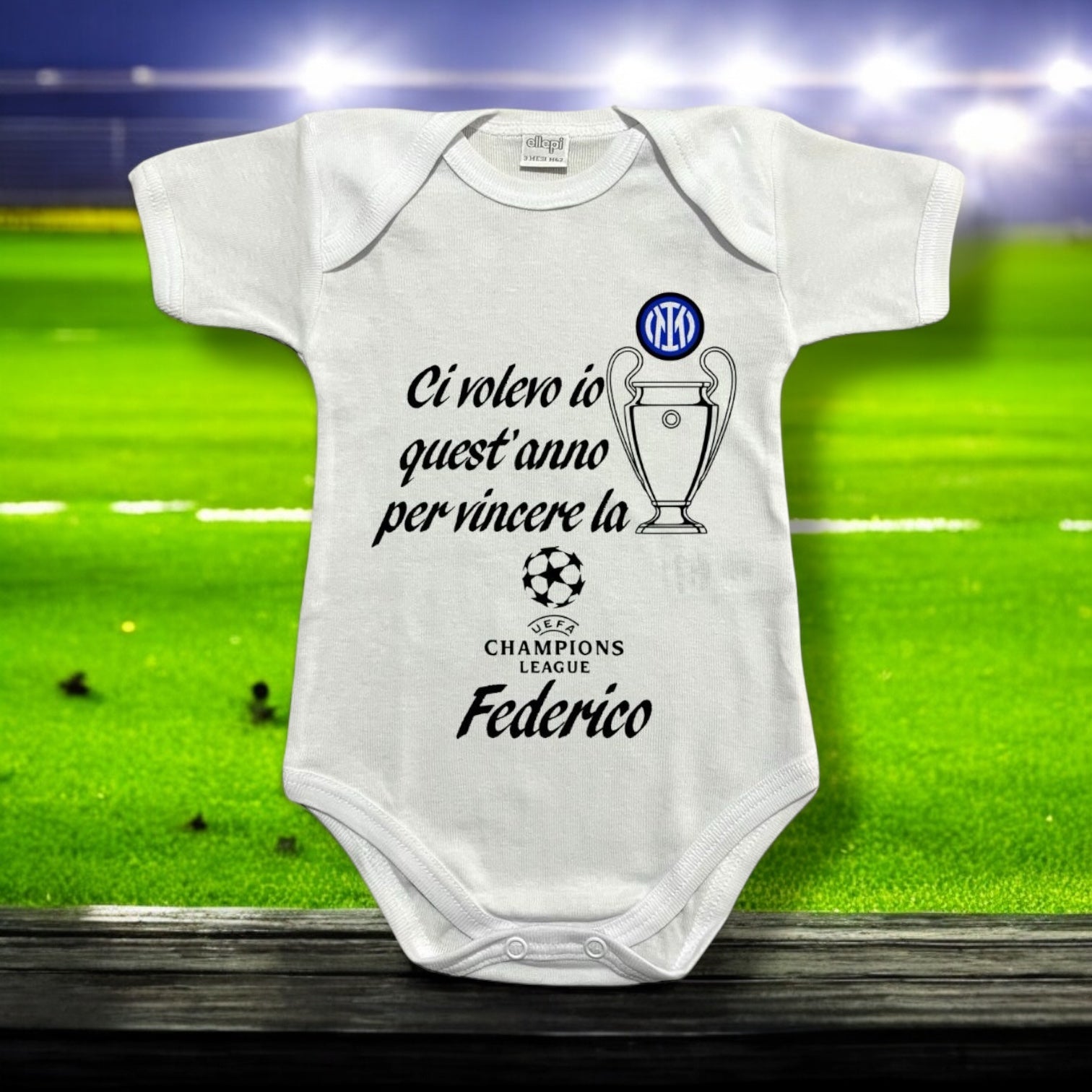 Body Neonato Personalizzato Inter - Campioni 2024/2025 Champions League