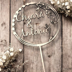 Cake Topper Boho Personalizzato in Legno con Nomi, Topper Nozze, Compleanni, Evento Speciale