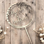 Cake Topper Boho Personalizzato in Legno con Nomi, Topper Nozze, Compleanni, Evento Speciale