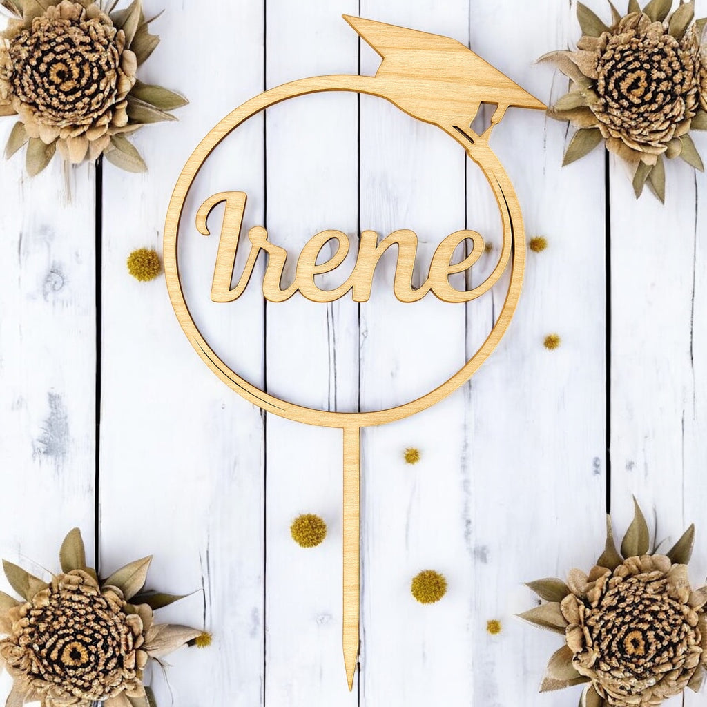 Cake Topper in Legno per Laurea o Diploma Con Nome Personalizzato