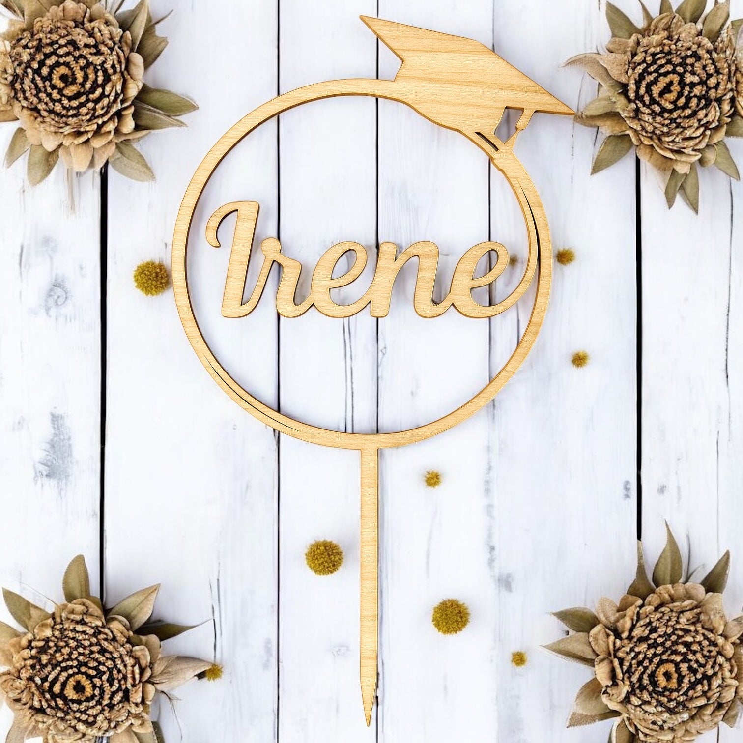 Cake Topper in Legno per Laurea o Diploma Con Nome Personalizzato