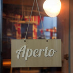 Cartello Aziendale Aperto Chiuso In Legno, Personalizzato con Logo Inciso