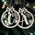 Palline Di Natale In Legno Con Iniziale - Decorazione Personalizzata per Albero di Natale