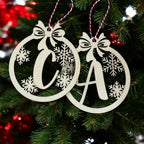 Palline Di Natale In Legno Con Iniziale - Decorazione Personalizzata per Albero di Natale