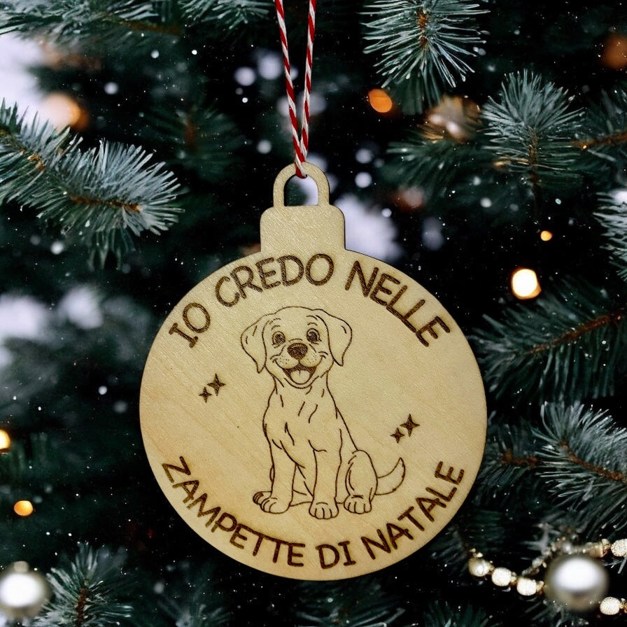 Decorazione Natalizia Pallina in Legno Personalizzata Cane Gatto - Addobbi Albero di Natale