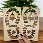 Stencil Impronte di Babbo Natale in Legno – Set da 2 Sagome Natalizie