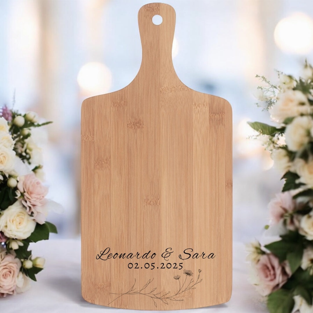 Tagliere in Bambù Personalizzato con Nomi e Data | Bomboniera di Matrimonio | Idea Regalo
