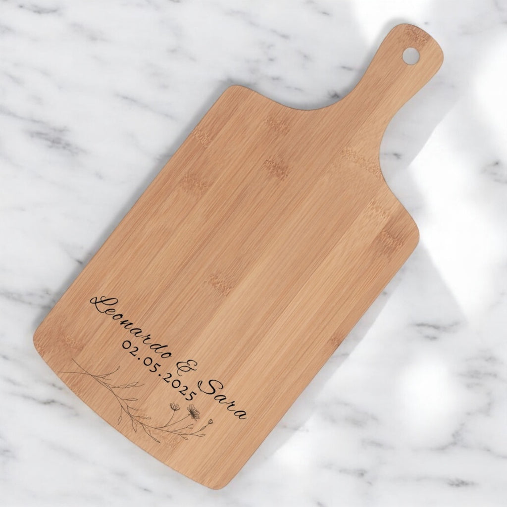 Tagliere in Bambù Personalizzato con Nomi e Data | Bomboniera di Matrimonio | Idea Regalo