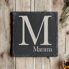 Sottobicchiere in Ardesia Personalizzato | Lettera Iniziale Grande e Nome Inciso