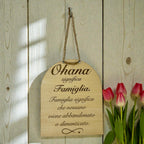 Targa in Legno "Ohana Significa Famiglia" - Personalizzabile Con Dedica
