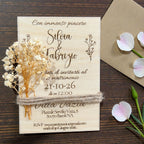 Inviti di Nozze in Legno Personalizzati con Gypsophila/Lavanda/Eucalipto